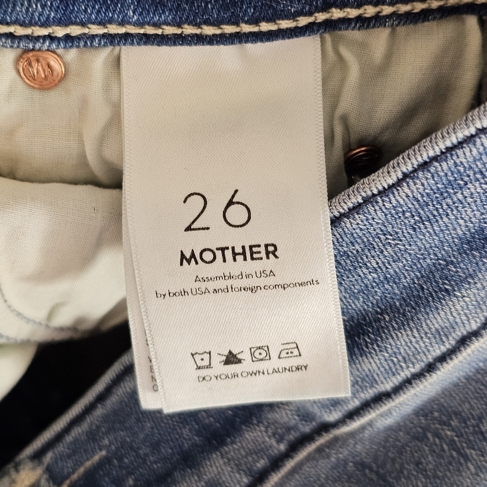 MOTHER The Stunner Ankle Fray Grafilli Girl Blue Skinny Jeans 26 Preowned‎ - Picture 10 of 12